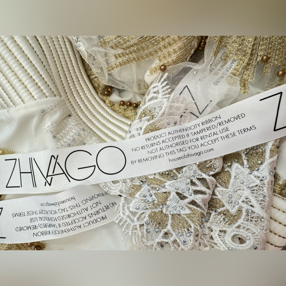 Zhivago Signature Chrysler Studded & Embroidered Gown - Moet White Maxi Dress - Picture 8 of 13